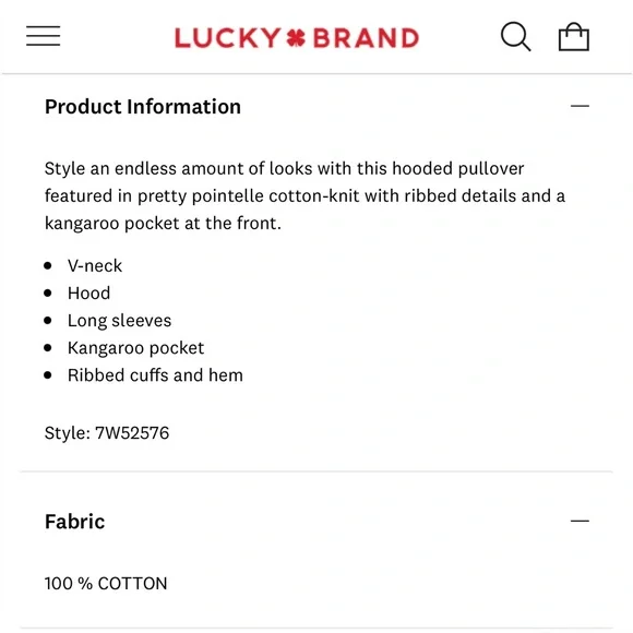 Lucky Brand Crochet Hoodie Cropped Sweater Women Medium Cream Pointelle Pullover - Picture 10 of 13